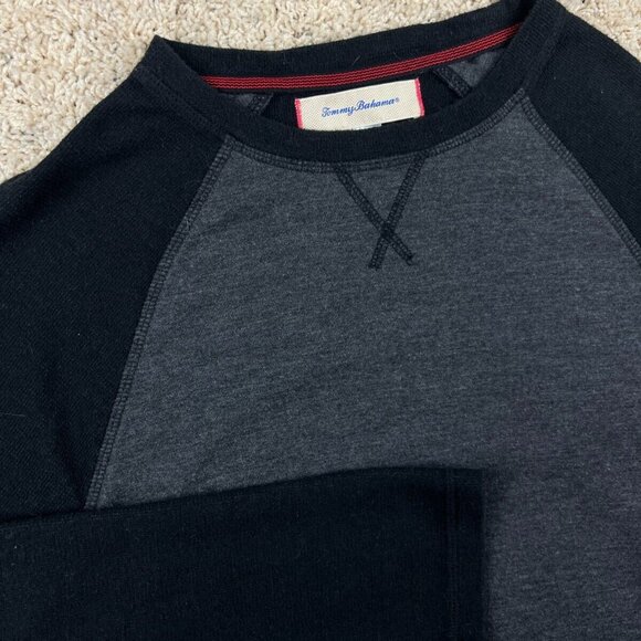 Tommy Bahama Medium Light Sweater Pullover Crew Neck Black Gray, Red Logo - Picture 3 of 7